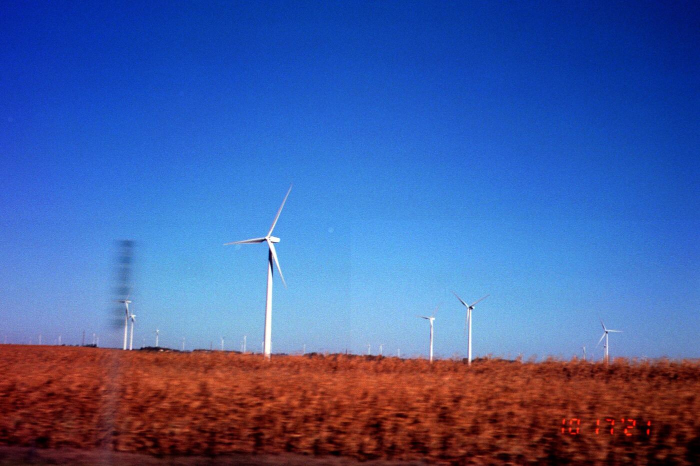Dylan and I had a game where whoever saw a windmill first would win. So, we spent the whole cross-country drive searching for windmills. I took this while she was driving.