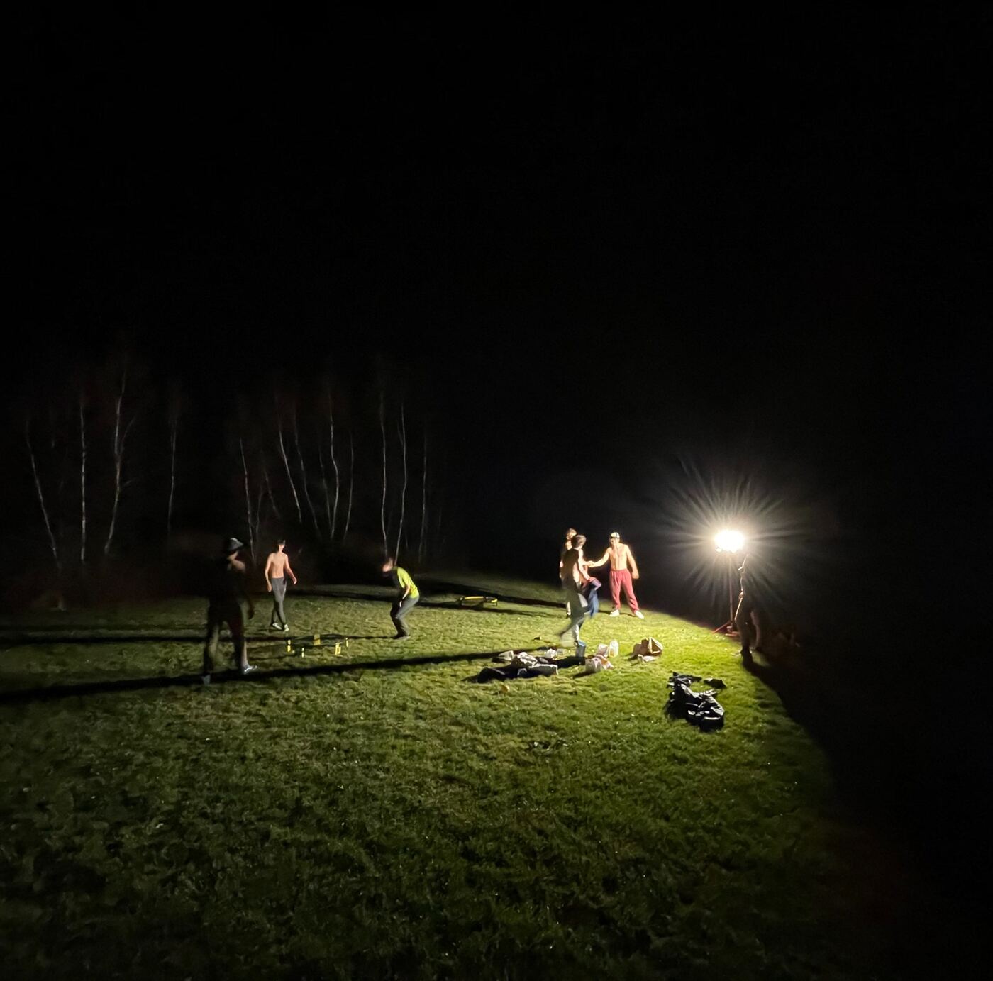 Late-night spike ball during COVID. The police came and told us to go home