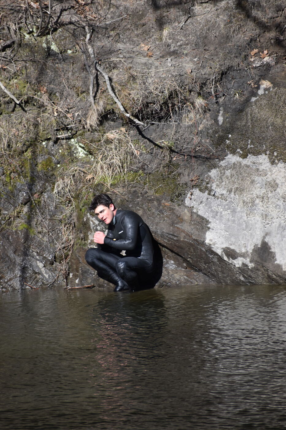 Satchel Swimming in the winter