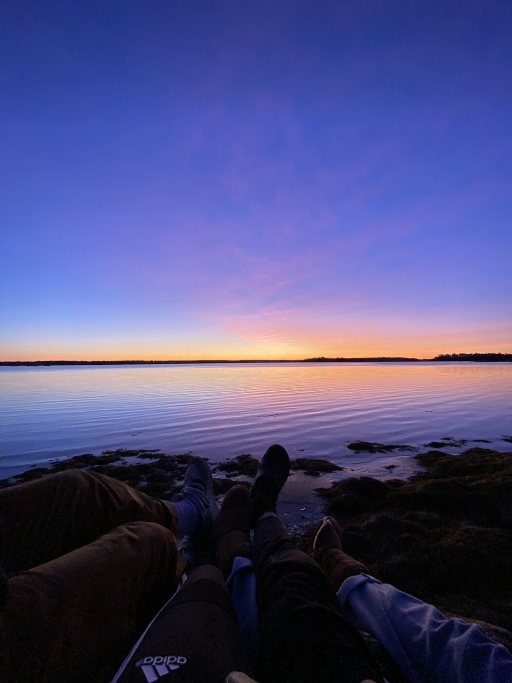 Me and Satchel and Myla stayed up late and talked about driving to MDI instead we got a few hours of sleep and watched the sunrise here.