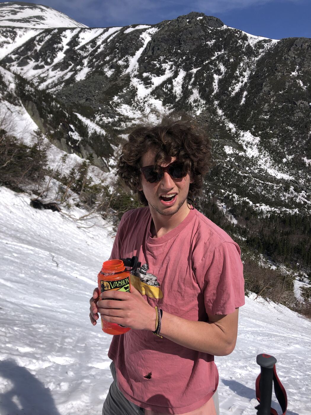 Zach at the top of Hilman's. We skiied it naked after this and he left those baggies in my car for weeks after.