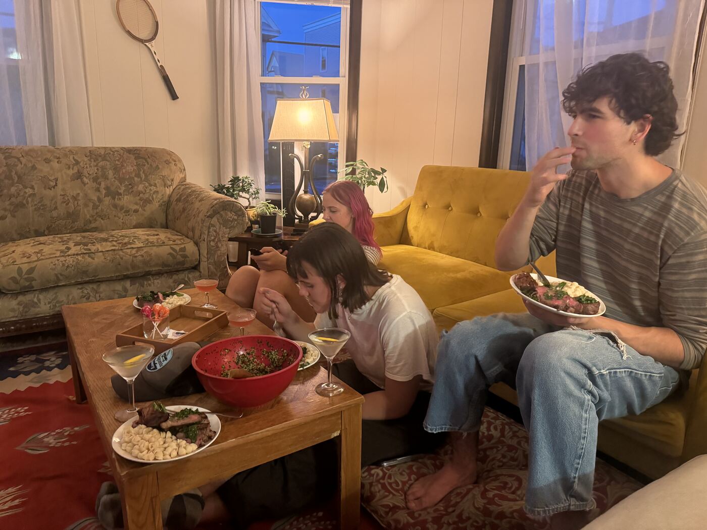 Our living room. Maria, Adelle, and Jeremy